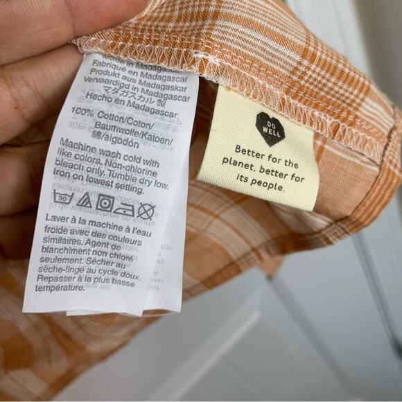 Madewell Colwell plaid tie front button front short sleeves shirt size XXS - Picture 5 of 8